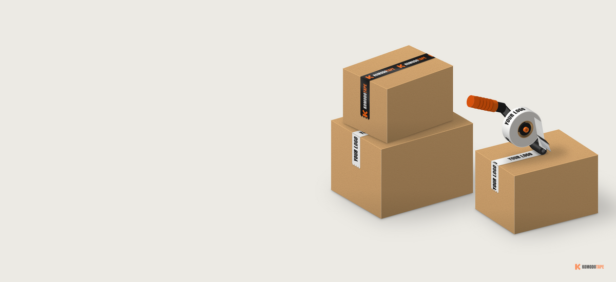 Kraft boxes sealed with custom printed packing tape